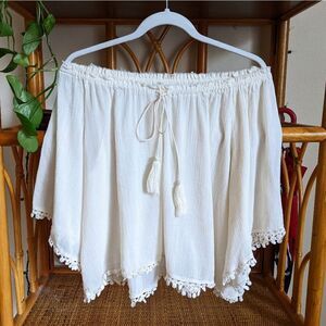 LoveShackFancy Womens Boho Dahlia Peasant Blouse with Crochet Trim Size‎ 2